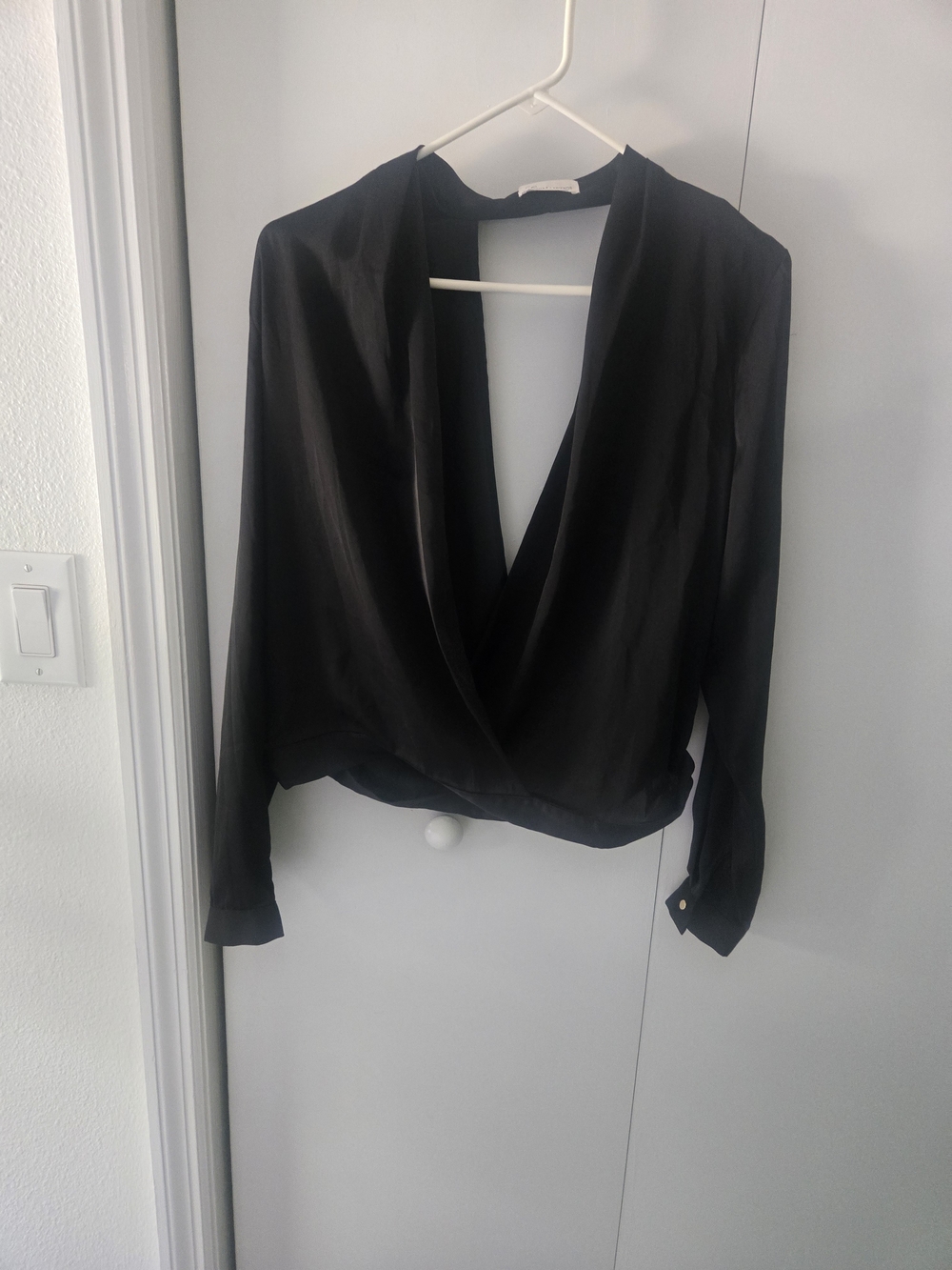 Lovers + Friends Black Plunge Wrap Blouse - Picture 13 of 13